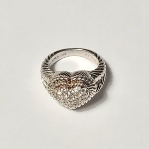 JUDITH RIPKA STERLING SILVER DIAMONIQUE HEART RING